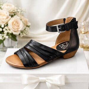 Miz Mooz Cassie Black Leather Ankle Strap Sandals US 8 EU 39 Boho Chic